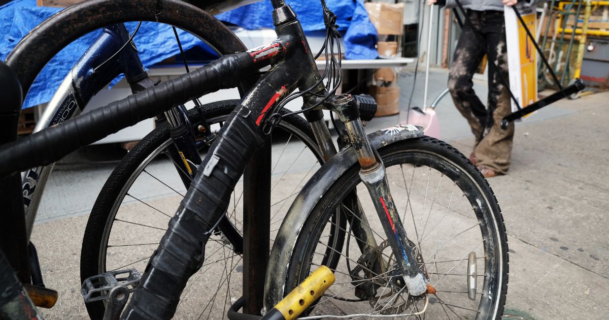 An electric bicycle stands parked in the streets of Manhattan on Nov. 15, 2022, in New York City.