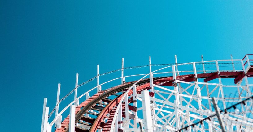 The above stock image is of a roller coaster.