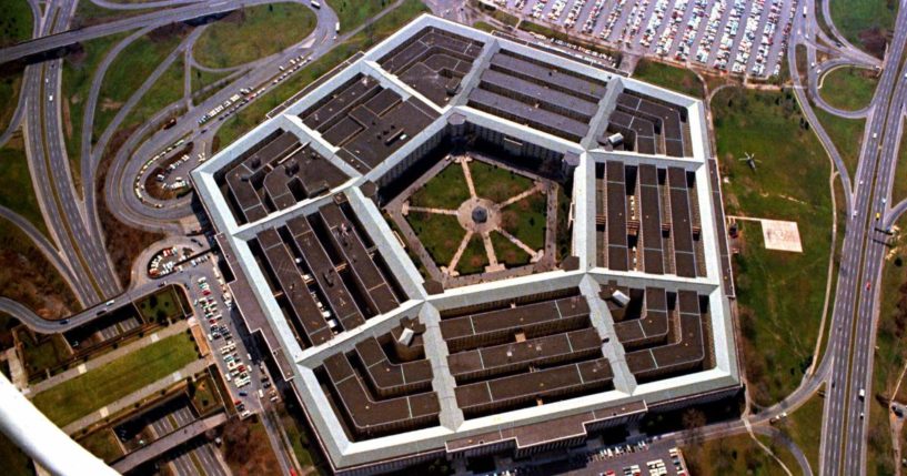 an aerial view of the Pentagon building