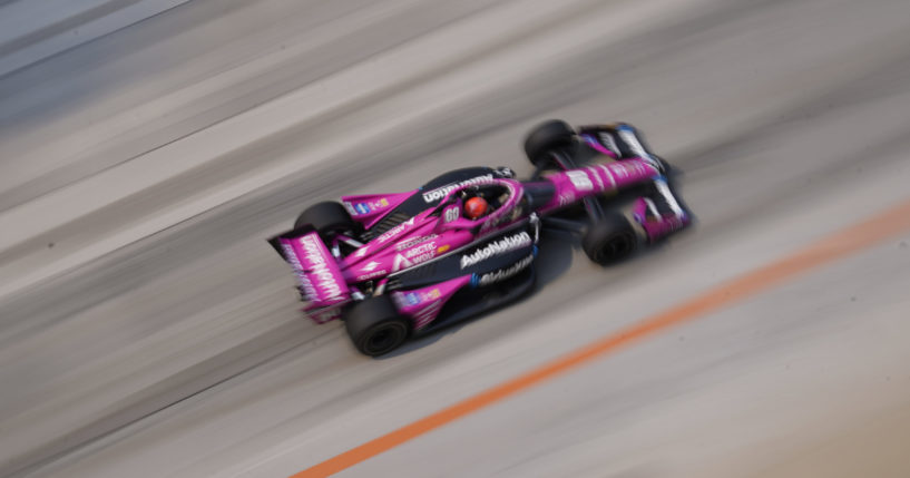 Simon Pagenaud, of France, drives during the IndyCar Detroit Grand Prix auto race, Sunday, June 4, 2023, in Detroit.