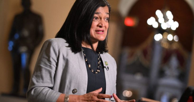 Rep. Pramila Jayapal speaks at the U.S. Capitol in Washington, D.C., on May 31.