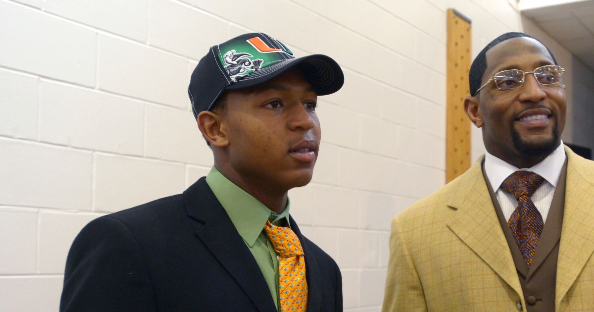 Ray Lewis III and his father, former Baltimore Ravens linebacker Ray Lewis Jr.