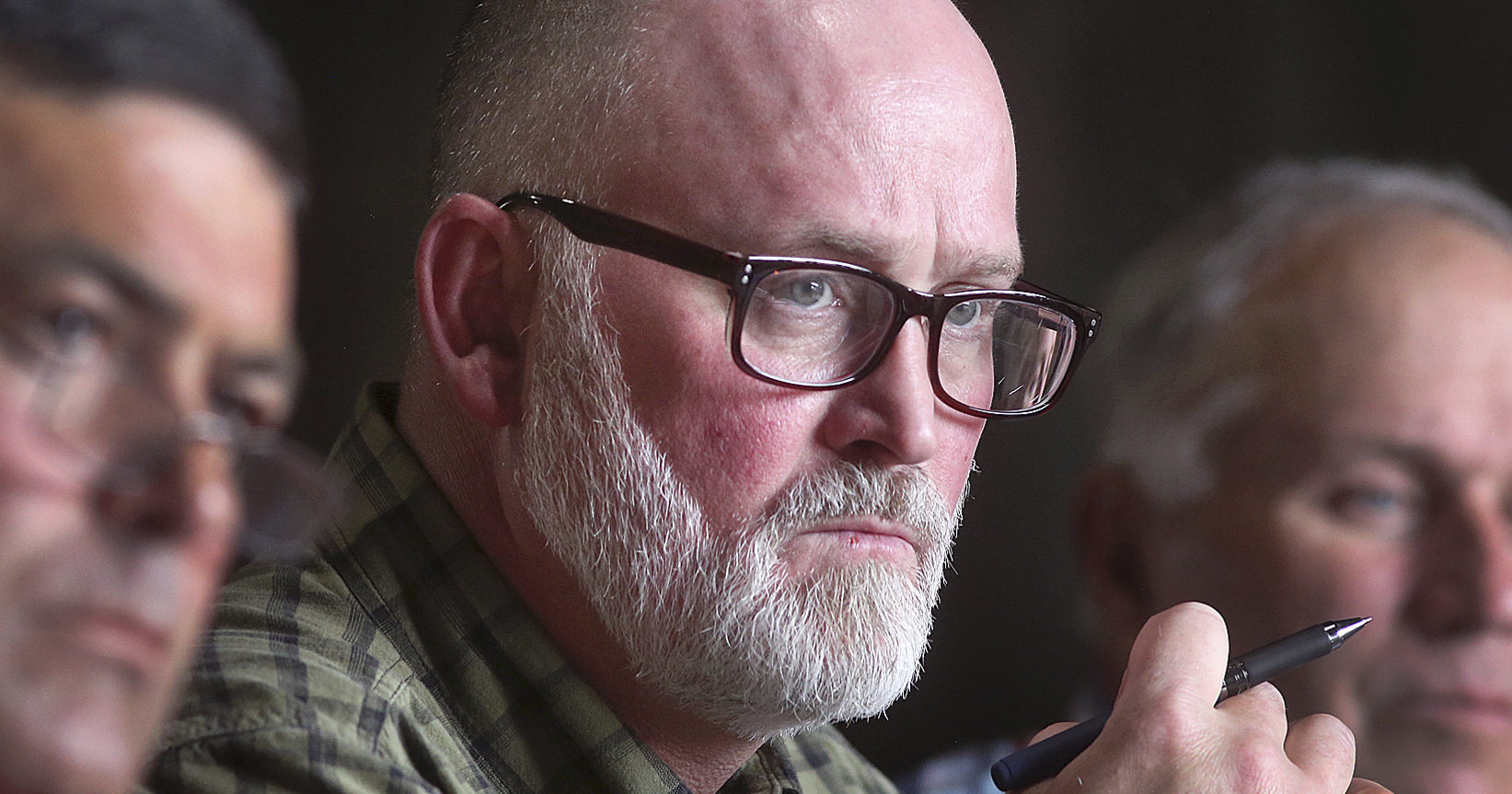 Derrick Van Orden attends a roundtable on June 28, 2021, in Onalaska, Wisconsin.