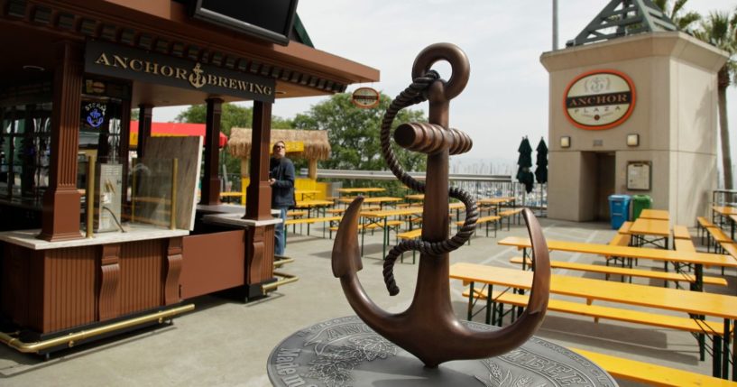 The new Anchor Plaza and Taproom stands behind the center-field scoreboard at AT&T Park during a San Francisco Giants baseball media open house in San Francisco on March 29, 2012.