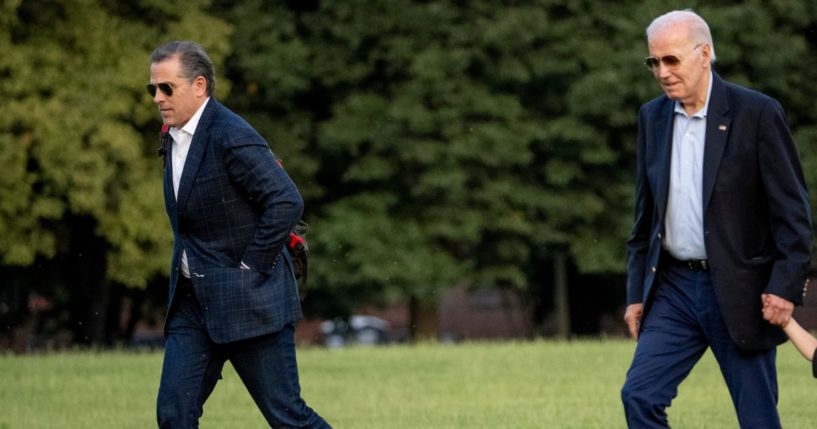 President Joe Biden and his son Hunter Biden arrive at Fort McNair on June 25 in Washington.