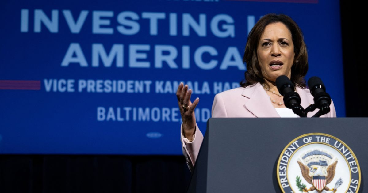 Vice President Kamala Harris speaks during the conclusion of the Investing in America tour at Coppin State University in Baltimore, Maryland, on Friday.