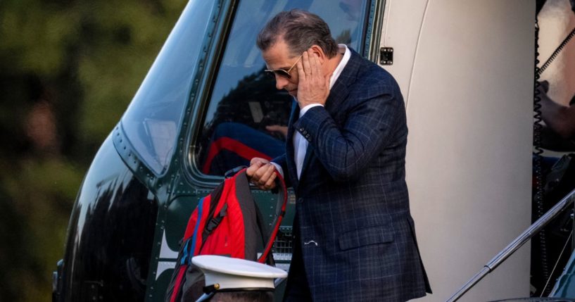 Hunter Biden, the son of President Joe Biden, steps off of Marine One upon arrival at Fort McNair on June 25 in Washington.