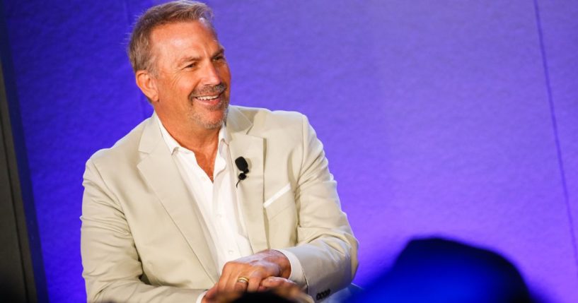 Kevin Costner speaks during "A conversation with Kevin Costner from Paramount Network and Yellowstone" during the Cannes Lions Festival in 2018 in France.