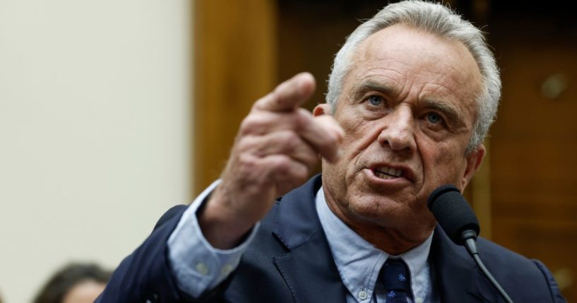 Democratic presidential candidate Robert F. Kennedy Jr. speaks during a hearing with the House Judiciary Subcommittee on the Weaponization of the Federal Government on Capitol Hill on July 20, 2023 in Washington, DC.