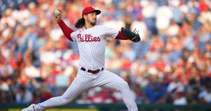 The Philadelphia Phillies' Michael Lorenzen plays in a baseball game against the Washington Nationals on Wednesday in Philadelphia.