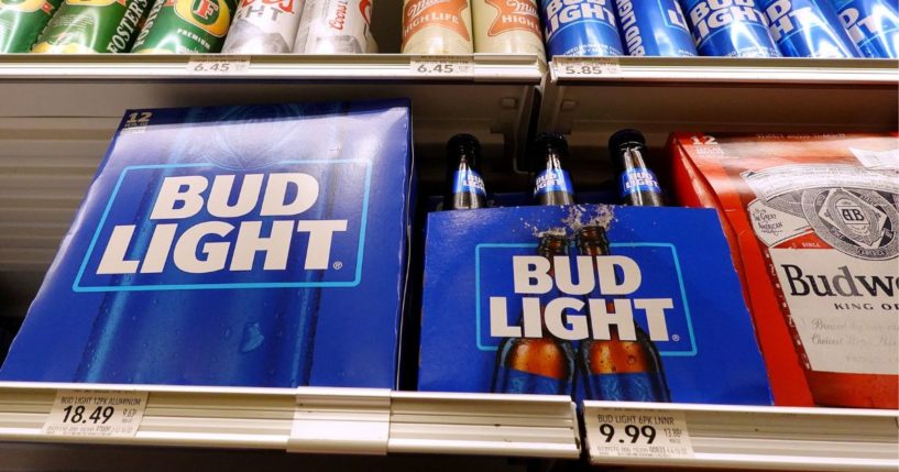 Bud Light, made by Anheuser-Busch, sits on a store shelf in Miami on July 27.