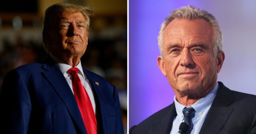 Former President Donald Trump arrives for a rally on Saturday in Erie, Pennsylvania. Robert F. Kennedy Jr. is interviewed on July 25 in New York City.