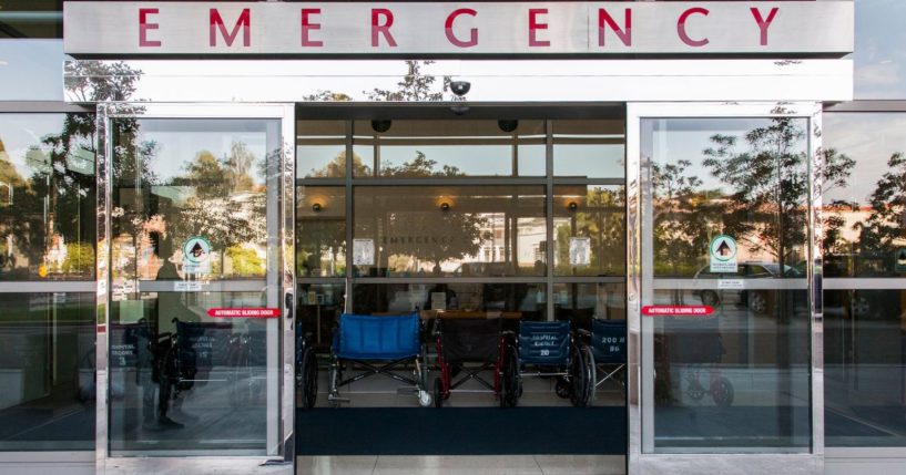 A hospital emergency room is seen in an undated file photo. A cyberattack disrupted medical care at hospitals in five states Friday.