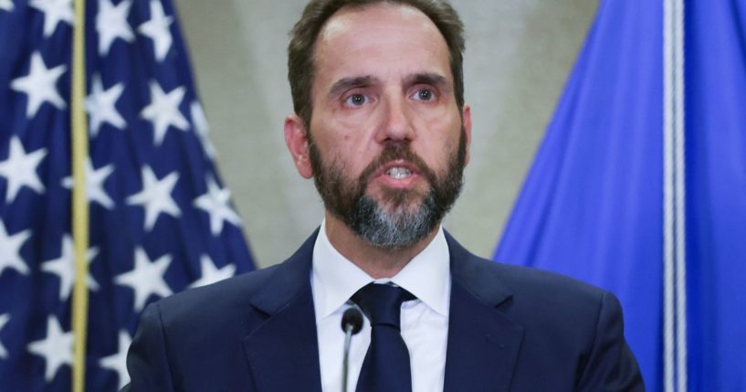 Jack Smith delivers remarks at the Justice Department on Tuesday in Washington, D.C.