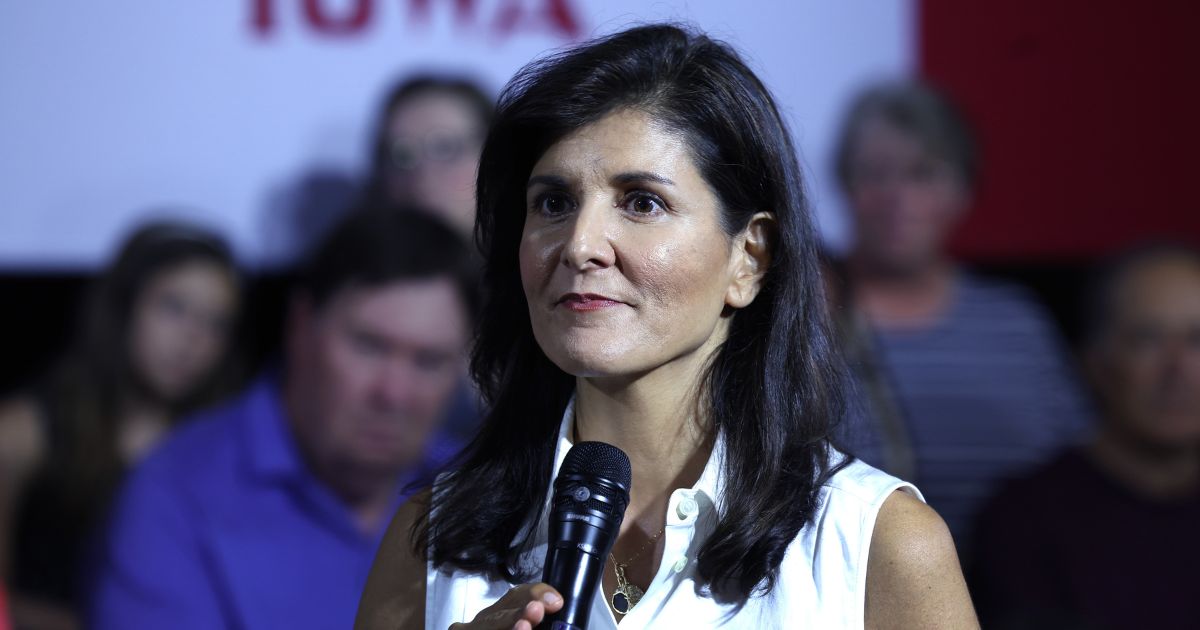 Republican presidential candidate Nikki Haley speaks during a campaign stop on July 29 in Iowa City, Iowa.