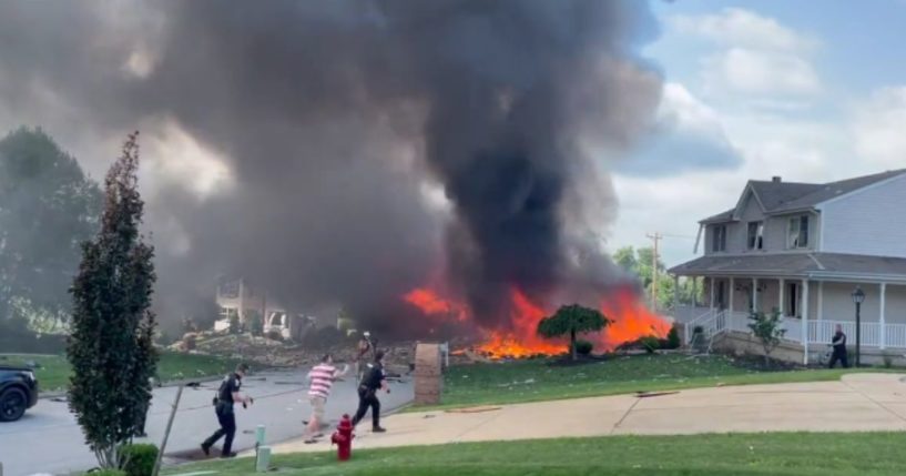 A house exploded in western Pennsylvania on Saturday, destroying three structures and damaging at least a dozen others.