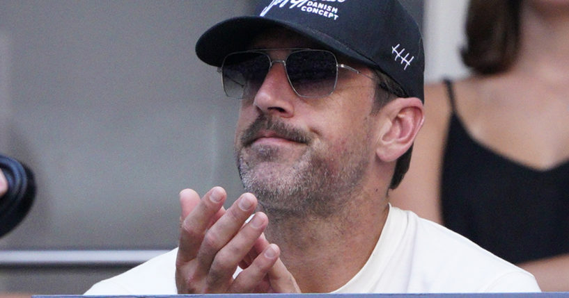 New York Jets quarterback Aaron Rodgers was spotted at the U.S. Open tennis championships Sunday in New York.