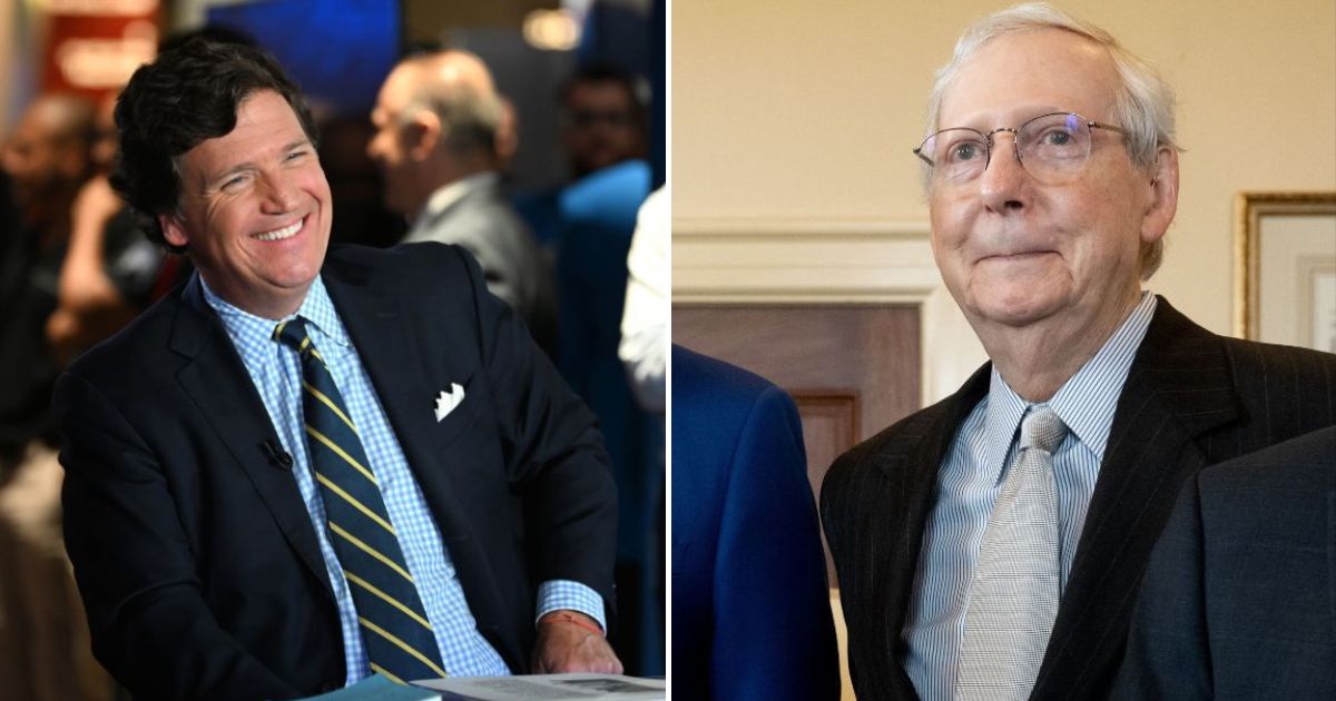 Tucker Carlson, left, recently took a shot at U.S. Senate Minority Leader Mitch McConnell, right.