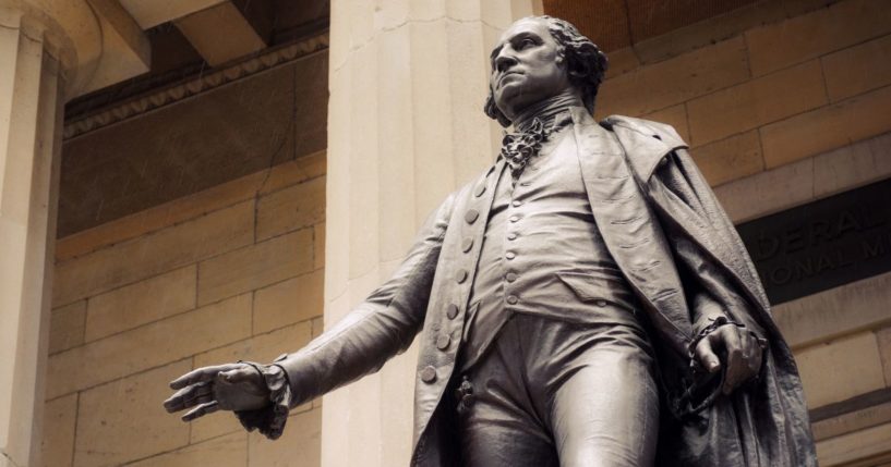 The above stock image shows the statue of George Washington at Federal Hall in New York.