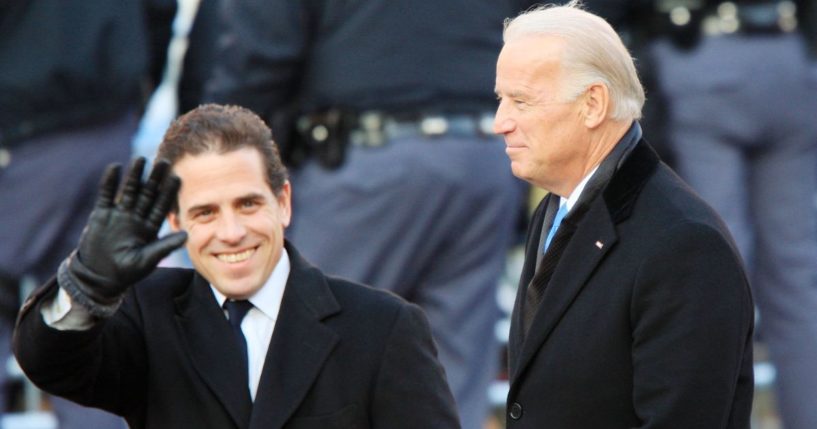 Hunter Biden, left, waves to the crowd at the parade after his father Joe Biden, right, was sworn in as vice president in 2009.