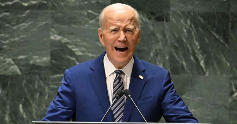 President Joe Biden addresses the 78th United Nations General Assembly at UN headquarters in New York City on Tuesday.