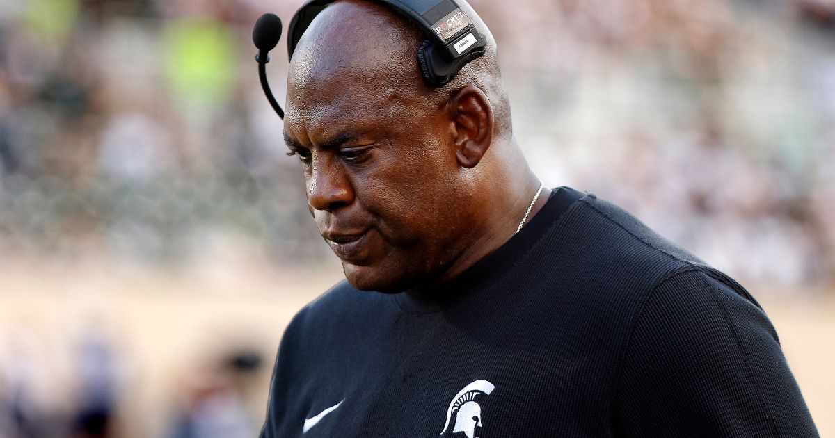 Head coach Mel Tucker of the Michigan State Spartans looks on during the fourth quarter of a game against the Richmond Spiders at Spartan Stadium on Sept. 9 in East Lansing, Michigan.