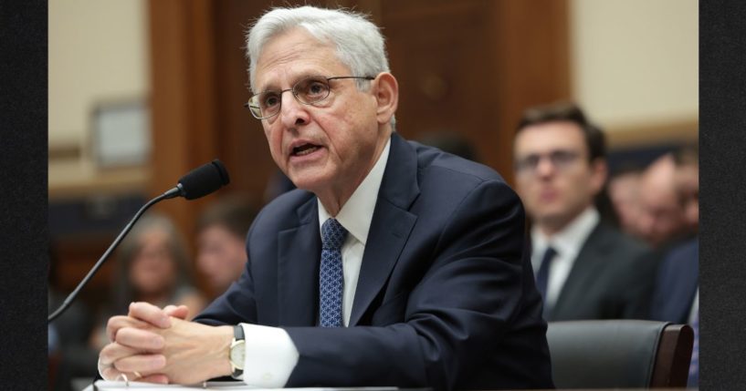 Attorney General Merrick Garland testifies before the House Judiciary Committee Wednesday during an oversight hearing on the U.S. Department of Justice.