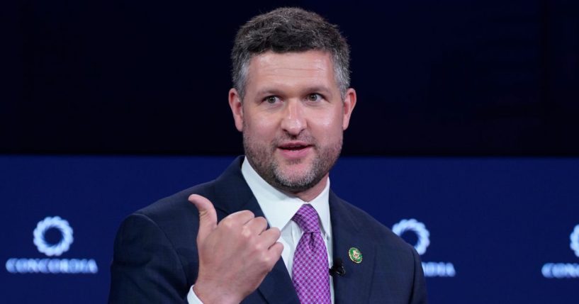 Democratic Rep. Pat Ryan of New York speaks during the Concordia Summit at the Sheraton in New York on Monday.