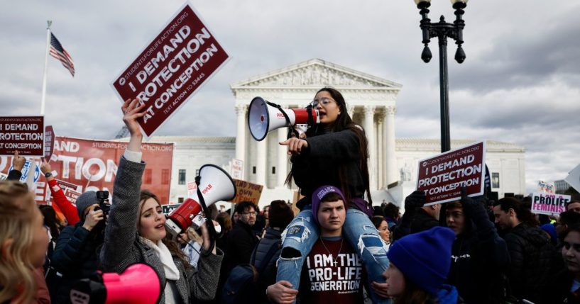 Pro-lifers attend the 50th annual March for Life rally in front of the U.S. Supreme Court in Washington on Jan. 20, 2023.