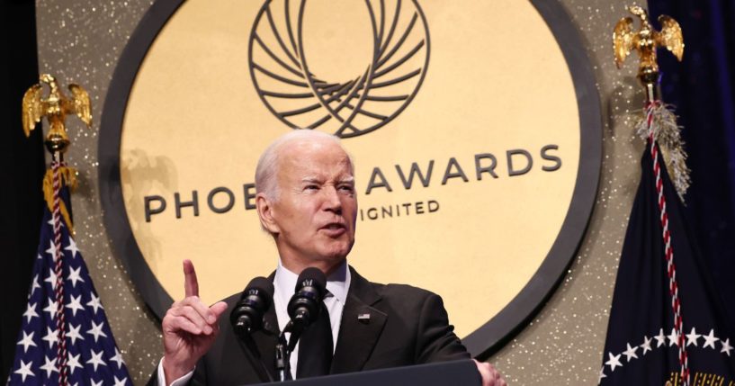 President Joe Biden speaks onstage at the Congressional Black Caucus Foundation Annual Legislative Conference Phoenix Awards on Saturday in Washington, D.C.