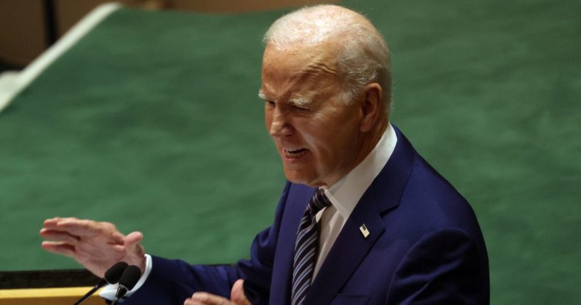 President Joe Biden addresses world leaders during the United Nations (UN) General Assembly on Tuesday in New York City.