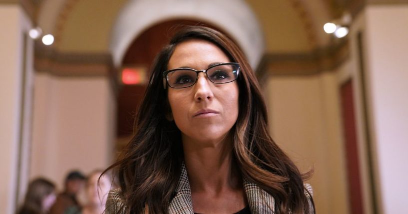 Then-Rep.-elect Lauren Boebert (R-CO) walks to the House Chamber during the third day of elections for Speaker of the House at the U.S. Capitol Building on Jan. 5 in Washington, D.C.