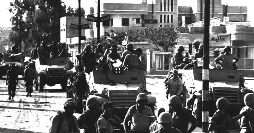 Israeli troops enter Gaza City during the Six-Day War on June 7, 1967.