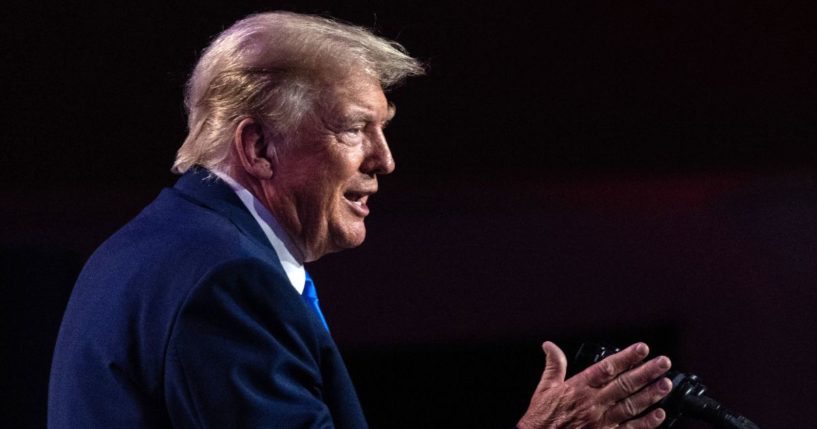 Former president and Republican presidential hopeful Donald Trump speaks during the Pray Vote Stand summit at the Omni Shoreham hotel in Washington, D.C., on Friday.