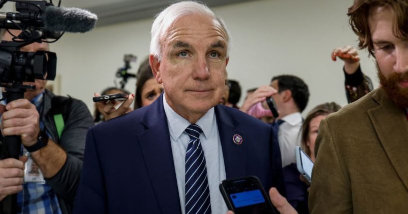 Rep. Carlos Giménez, of Florida, speaks to reporters as he leaves a meeting with House leadership at the Rayburn House Office Building on Oct. 19 in Washington, D.C.