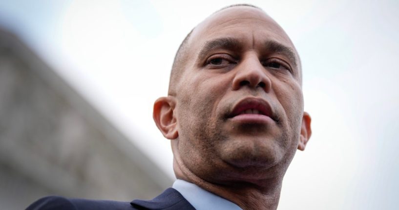 House Minority Leader Hakeem Jeffries speaks to reporters on the steps of the U.S. Capitol in Washington on Oct. 17.