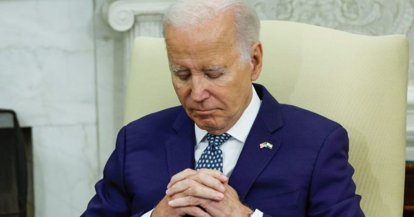 President Joe Biden listens during a meeting with Indian Prime Minister Narendra Modi in the Oval Office of the White House in Washington on June 22.