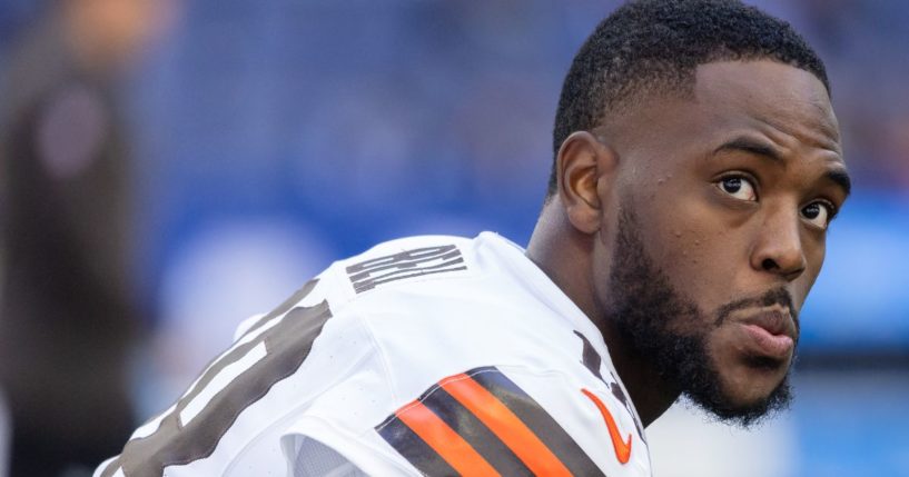 David Bell #18 of the Cleveland Browns is seen before the game against the Indianapolis Colts at Lucas Oil Stadium on Sunday in Indianapolis.