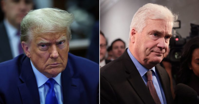 Former President Donald Trump, left, on Tuesday commented on at the nomination of Republican Rep. Tom Emmer of Minnesota to become House Speaker.