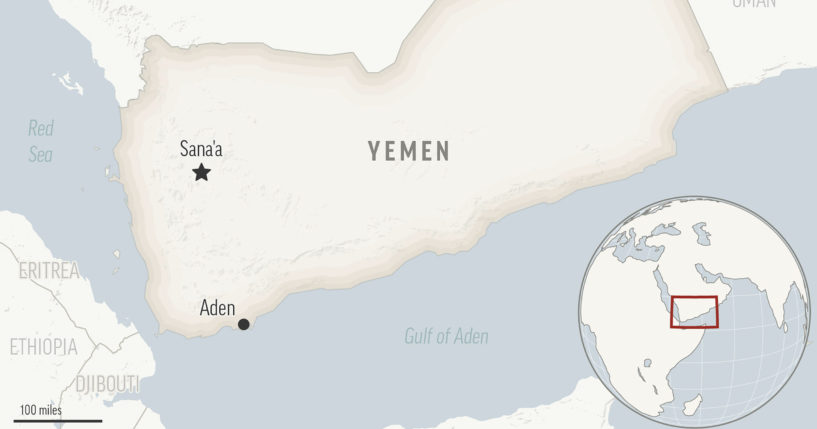 This is a locator map for Yemen with its capital, Sanaa.