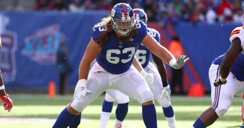 Chad Wheeler of the New York Giants plays against the Kansas City Chiefs during a game at MetLife Stadium on Nov. 19, 2017, in East Rutherford, New Jersey.