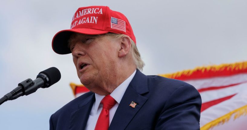 Former President Donald Trump gives remarks at the South Texas International Airport on Nov. 19 in Edinburg, Texas.