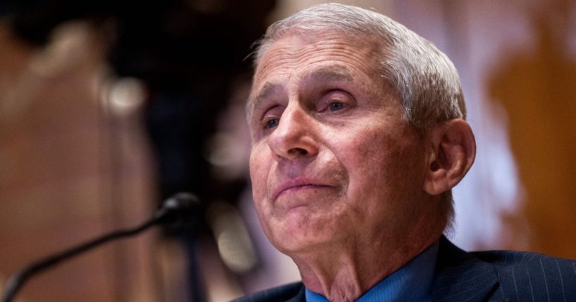 Dr. Anthony Fauci, then the director of the National Institute of Allergy and Infectious Diseases, testifies during a Senate hearing on Capitol Hill in Washington on May 17, 2022.