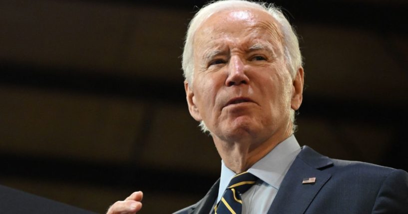 President Joe Biden delivers remarks on his "Bidenomics" economic agenda and his Investing in America agenda at an Amtrak facility in New Castle County, Delaware, on Monday.