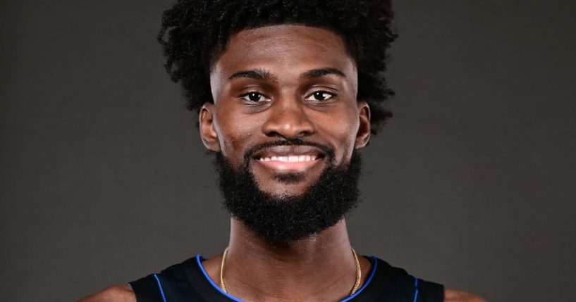 Jonathan Isaac of the Orlando Magic poses for a portrait during the 2023-2024 Orlando Magic Media Day in Orlando, Florida, on Oct. 2. Isaac has announced his "Judah 1" line of basketball shoes, which will allow Christians to wear Bible verses on their athletic shoes.