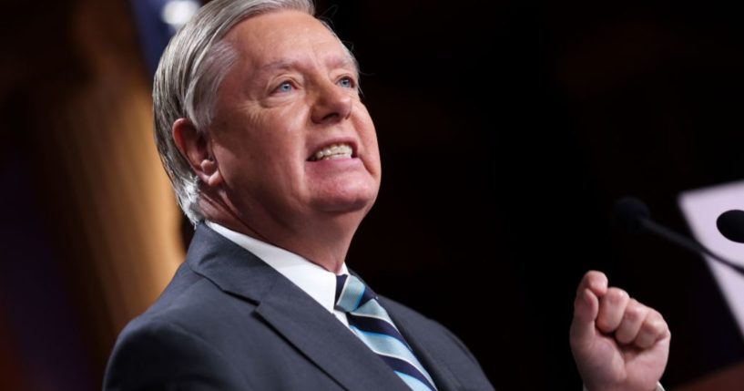 Sen. Lindsey Graham speaks at a press conference at the U.S. Capitol on Aug. 5, 2022, in Washington, D.C.