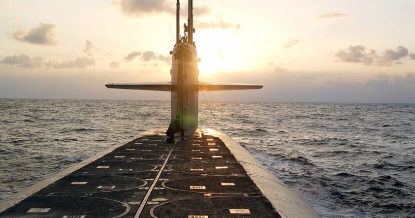 The Ohio-class ballistic-missile submarine USS Wyoming approaches Naval Submarine Base Kings Bay, Georgia, on Jan. 9, 2008. On Sunday, U.S. Central Command announced that an Ohio-class submarine deployed to Central Command's area of responsibility.