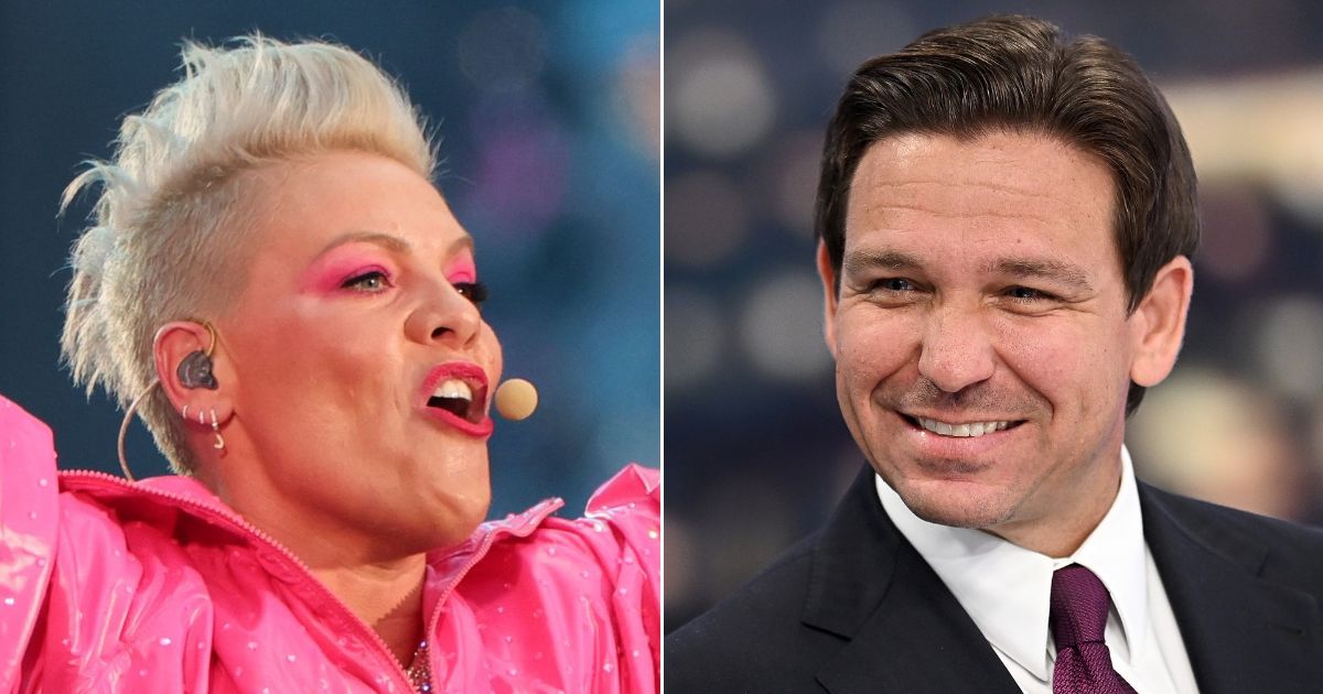 At left, singer Pink performs at Olympiastadion in Berlin on June 28. At right, Florida Gov. Ron DeSantis attends a live taping of "Hannity" at Fox News Channel Studios in New York on Sept. 13.