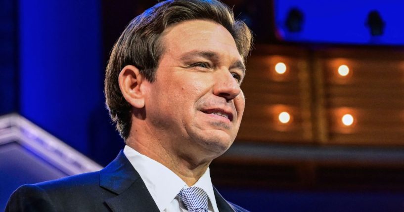 Florida Gov. Ron DeSantis arrives for the third Republican presidential primary debate in Miami on Wednesday.