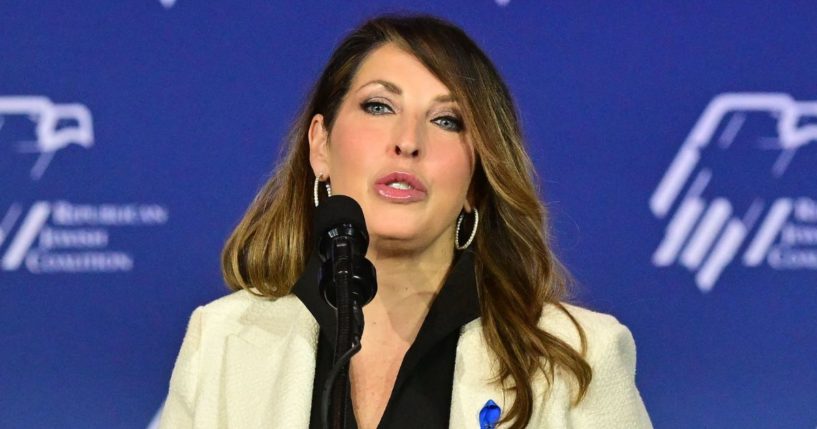 RNC Chairwoman Ronna McDaniel speaks at the Republican Jewish Coalition Annual Leadership Summit in Las Vegas, Nevada, on Oct. 28.